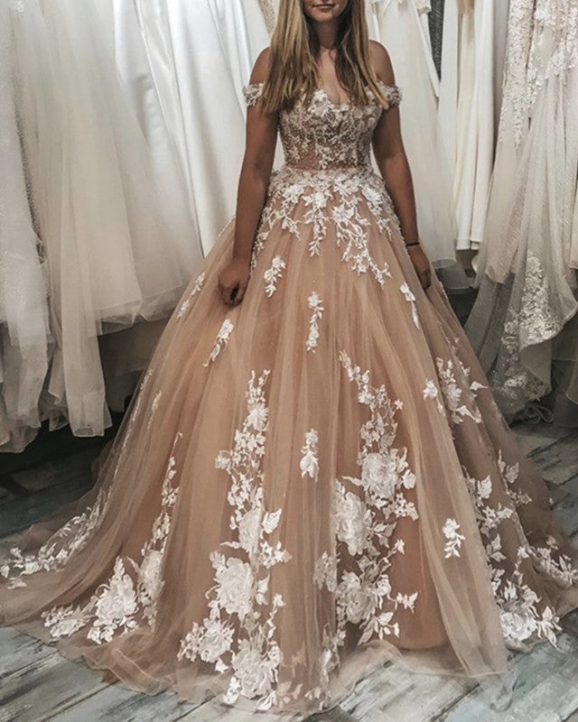 champagne color wedding dress